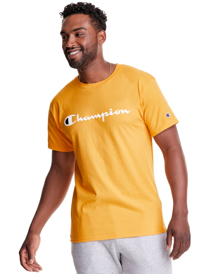 Camiseta Champion Hombre - Classic Jersey Script Logo ( Amarillo ) 0563218-RL